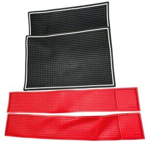 set 4 Cocktailer Rubber Bar Service Mat Set  Black Red Supreme 8 one size READ